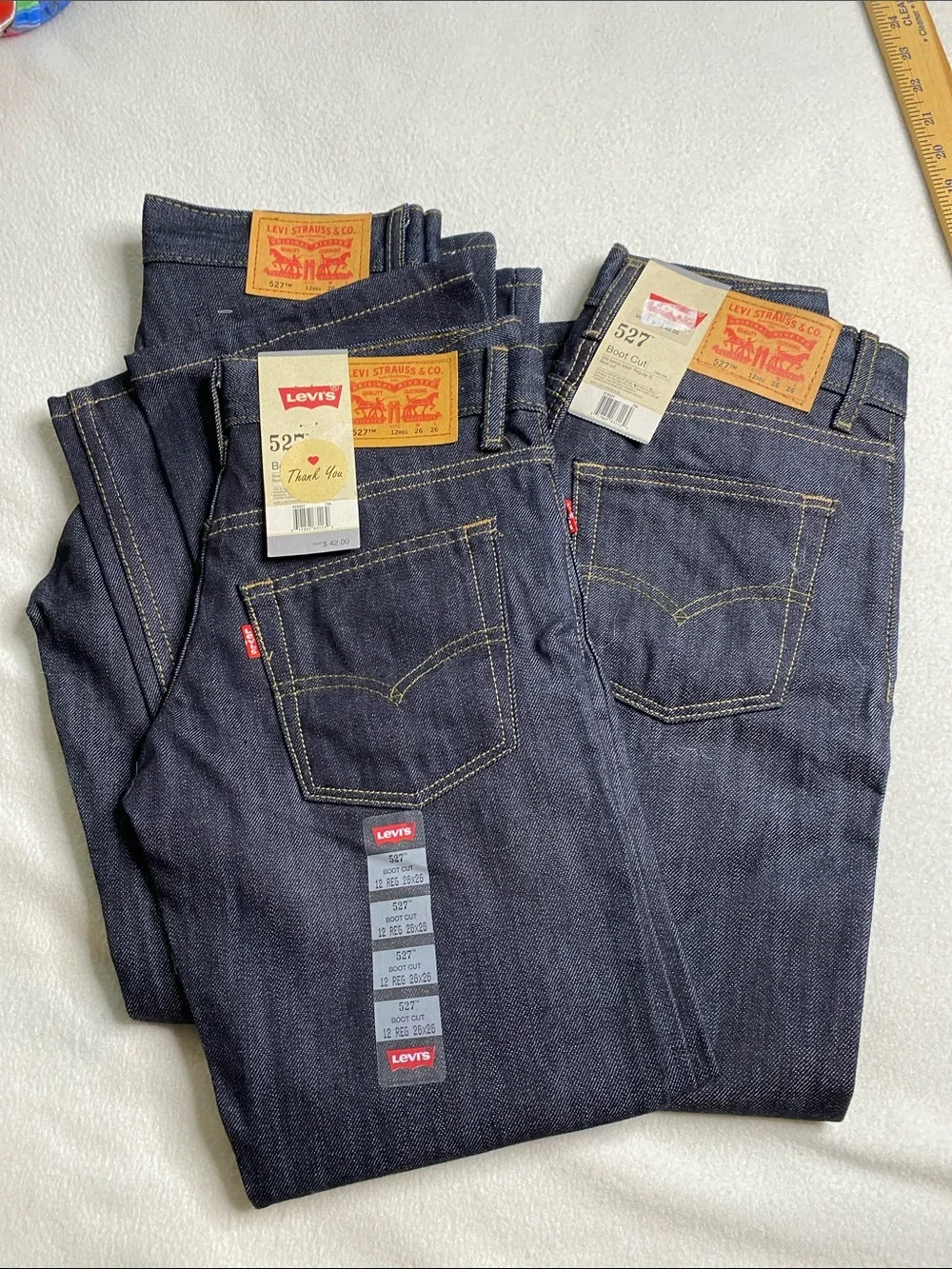 Bundle a lot of three boys size 26x26 12 regular Levi's 527 boot cut jeans new